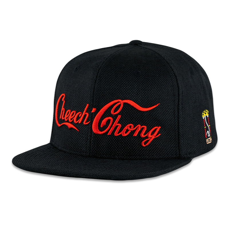 Cheech and Chong Black Script Snapback Hat