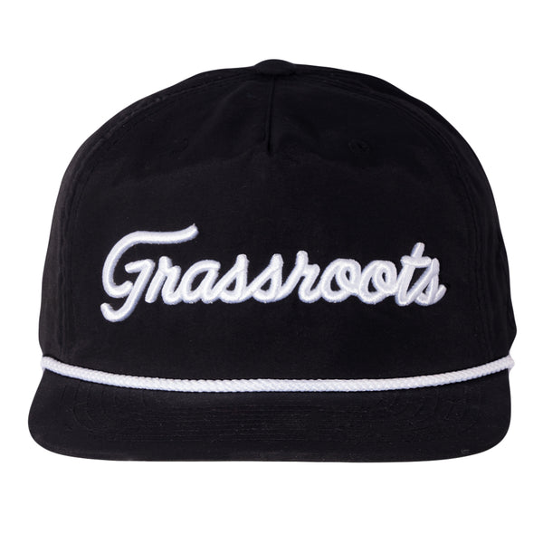 Golfroots Script Black Unstructured Snapback Hat