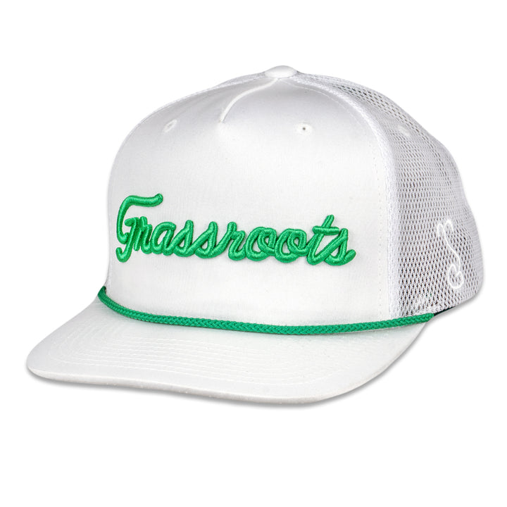 Golfroots Script White Mesh Snapback Hat