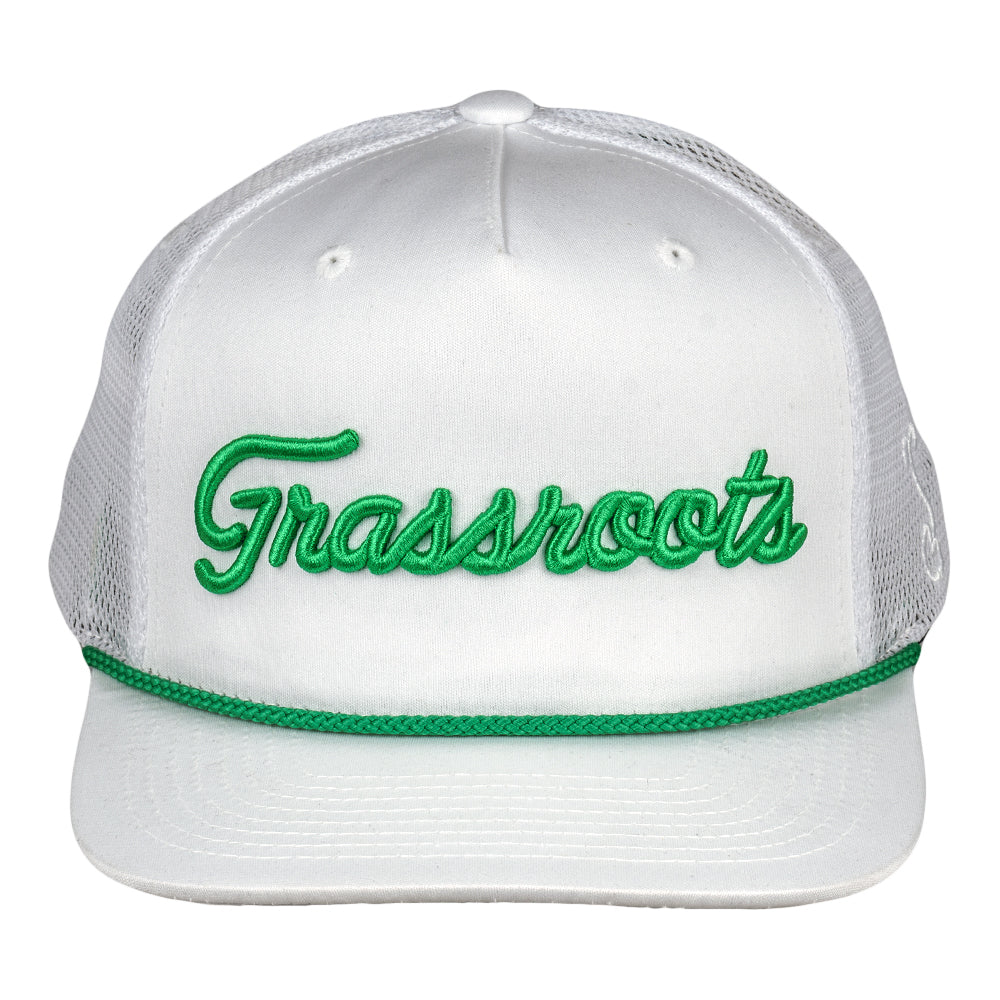 Golfroots Script White Mesh Snapback Hat