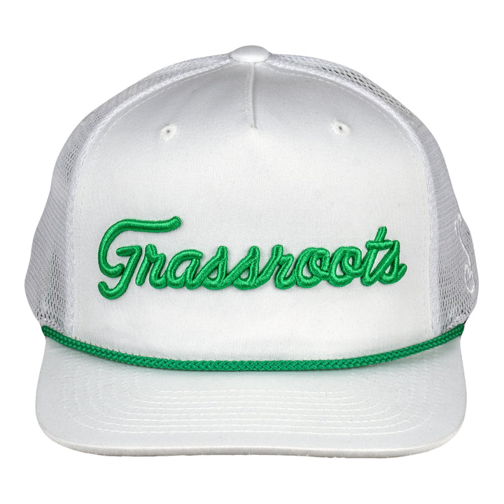 Golfroots Script White Mesh Snapback Hat