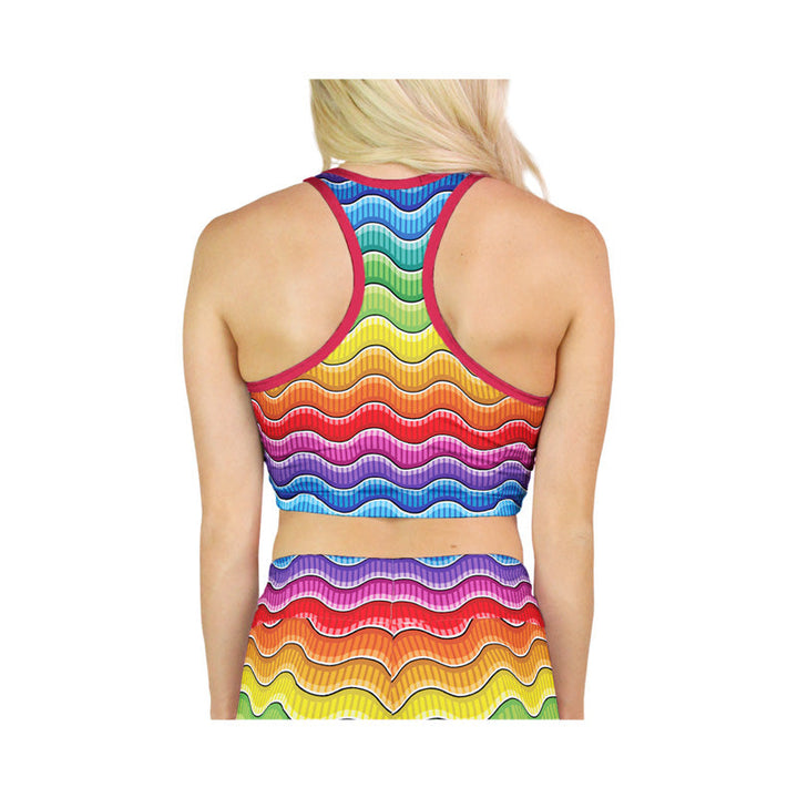 Rainbow Waves Racerback Crop
