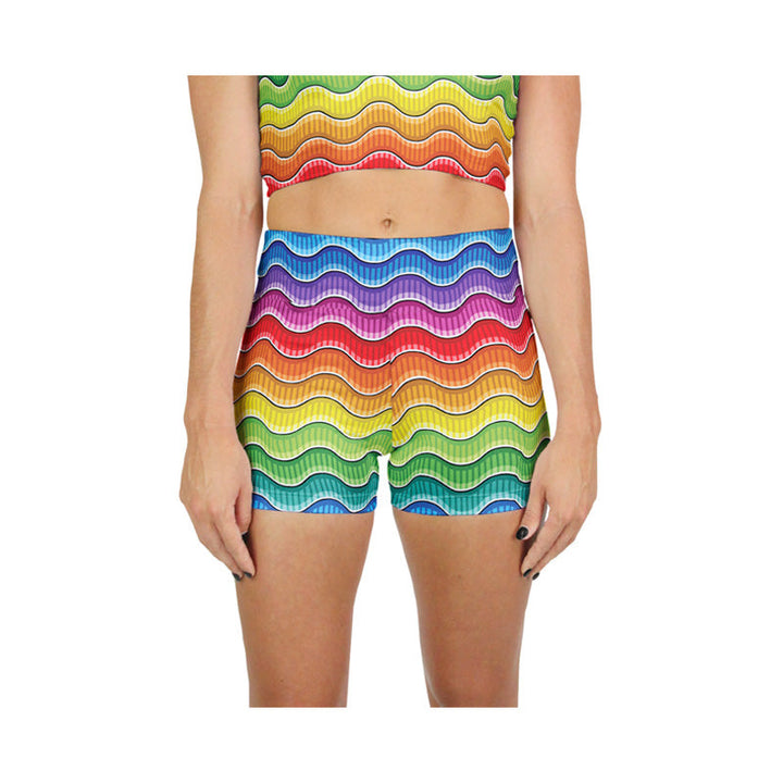 Rainbow Waves Active Shorts