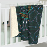 Shipibo Black Sherpa Fleece Blanket